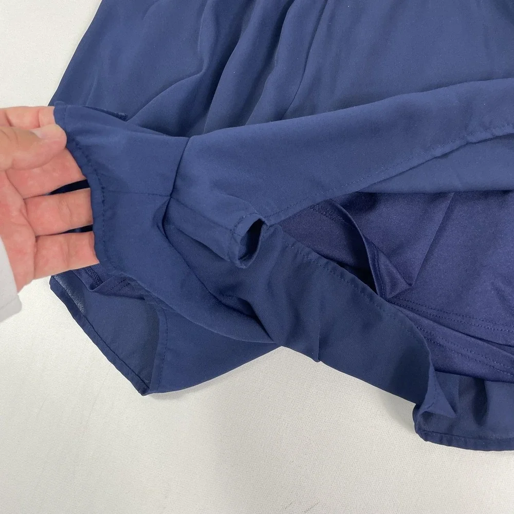 Altar'd State Romper Womens Medium Blue Chiffon Long Sleeve V-Neck Elastic Waist